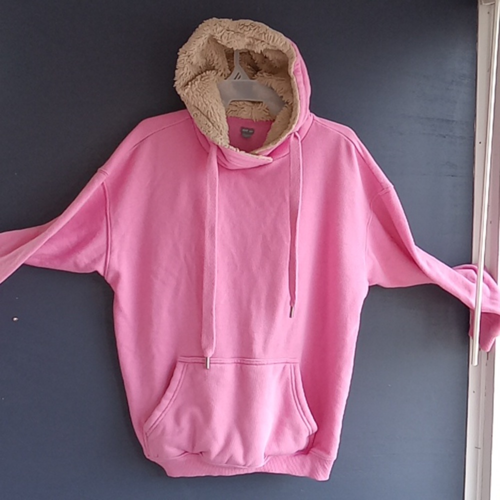 Aerie hoodie thick pink hoodie fluffy hood size xs